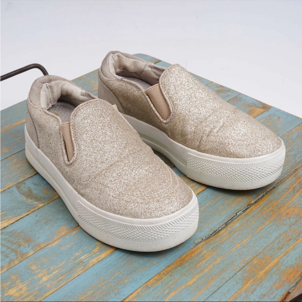 ASH Womens Slip On Platform Jumbo Sneakers Size 35 / 5 Gold Glitter Leather